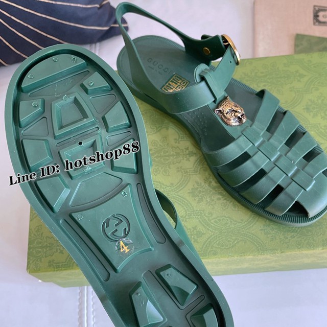 gucci古馳2021夏季新款羅馬涼鞋 經典Gucci五金扣老虎頭雙G扣男士涼鞋 dx2290